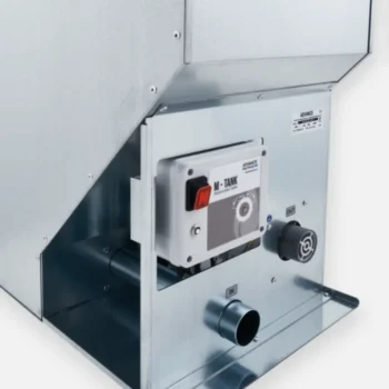 Motorisierter Lagerraum M-Tank, Detail des elektrischen Anschlusskastens auf der Rückseite